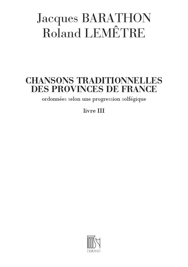 Chansons traditionnelles des provinces de France 3